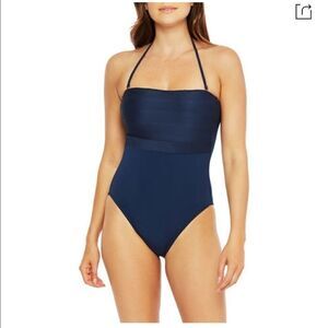 NWT La Blanca Bandeau One-piece Swimsuit indigo 8